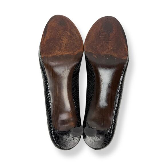 STUART WEITZMAN shiny black snakeskin leather platform heels - Picture 9 of 16